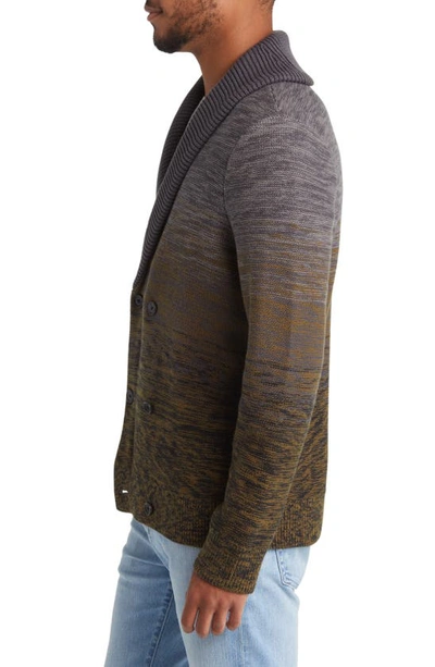 Shop Billy Reid Gradient Double Breasted Cardigan In Olive/ Charcoal