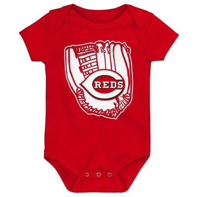 Shop Outerstuff Infant Heather Gray/red/white Cincinnati Reds Minor League Player Three-pack Bodysuit Set