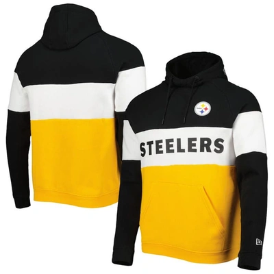 Shop New Era Gold Pittsburgh Steelers Colorblock Current Pullover Hoodie