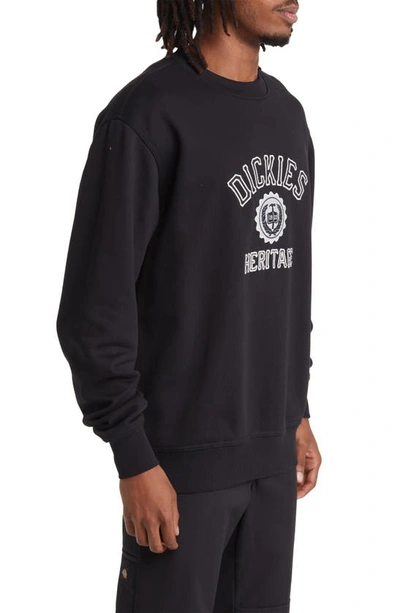 Shop Dickies Oxford Logo Appliqué Crewneck Sweatshirt In Knit Black