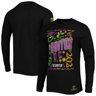 Shop Mitchell & Ness Black D.c. United Papel Picado Long Sleeve T-shirt