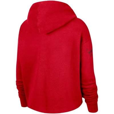 Shop Nike Red Chicago Bulls Split Flip Courtside Cropped Pullover Hoodie