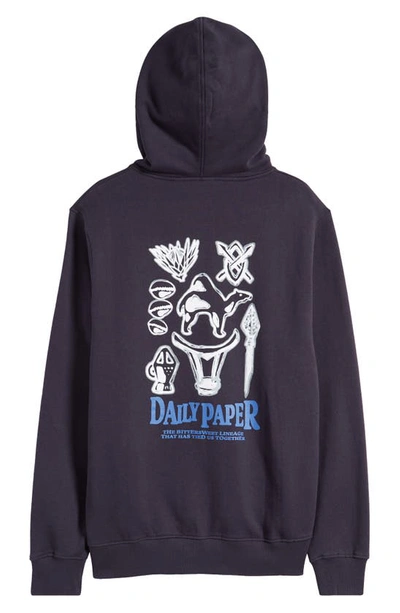 Shop Daily Paper Rami Cotton Graphic Hoodie In Deep Navy