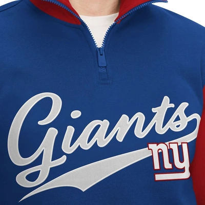 Shop Tommy Hilfiger Royal/red New York Giants Aiden Quarter-zip Sweatshirt