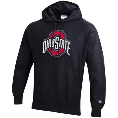 Champion Black Ohio State Buckeyes Vault Logo Reverse Weave Pullover Hoodie In Black