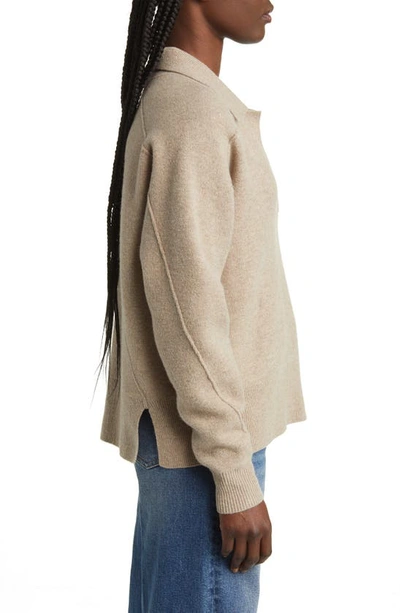 Shop Rag & Bone Bridget Wool Blend Polo Sweater In Oatmeal