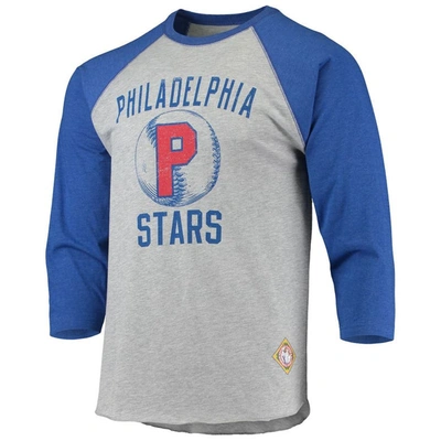 Shop Stitches Heathered Gray/royal Philadelphia Stars Negro League Wordmark Raglan 3/4-sleeve T-shirt In Heather Gray