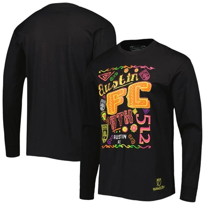 Shop Mitchell & Ness Black Austin Fc Papel Picado Long Sleeve T-shirt