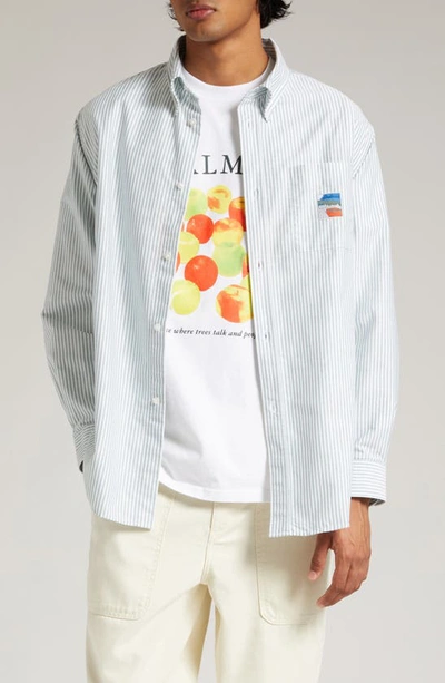 PALMES DEUCE PINSTRIPE ORGANIC COTTON BUTTON-DOWN SHIRT 