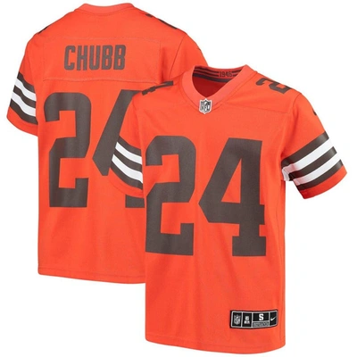 Shop Nike Youth  Nick Chubb Orange Cleveland Browns Inverted Team Game Jersey