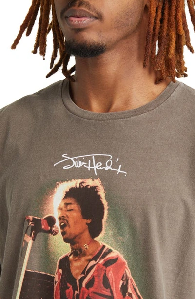 Shop Philcos Jimi Hendrix Cotton Graphic T-shirt In Brown Pigment