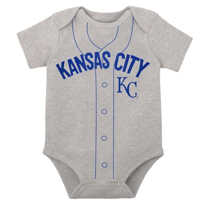 Shop Outerstuff Newborn & Infant White/heather Gray Kansas City Royals Little Slugger Two-pack Bodysuit Set