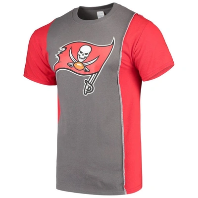Shop Refried Apparel Pewter/red Tampa Bay Buccaneers Sustainable Upcycled Split T-shirt