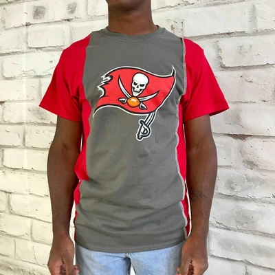 Shop Refried Apparel Pewter/red Tampa Bay Buccaneers Sustainable Upcycled Split T-shirt