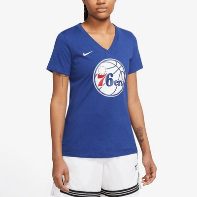 Shop Nike Blue Philadelphia 76ers 2022/23 City Edition Essential V-neck T-shirt