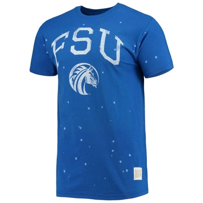 Shop Retro Brand Original  Royal Fayetteville State Broncos Bleach Splatter T-shirt