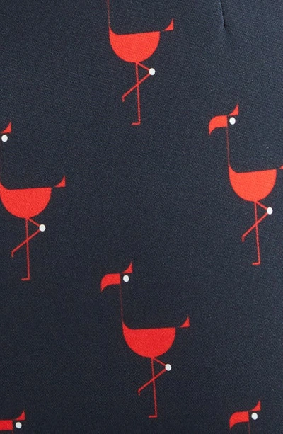 Shop Akris Punto Flamingo Print Sleeveless Crepe Shift Dress In Black And Red