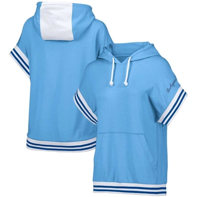 Shop Lusso Light Blue Los Angeles Dodgers Mabel Tri-blend Short Sleeve Pullover Hoodie