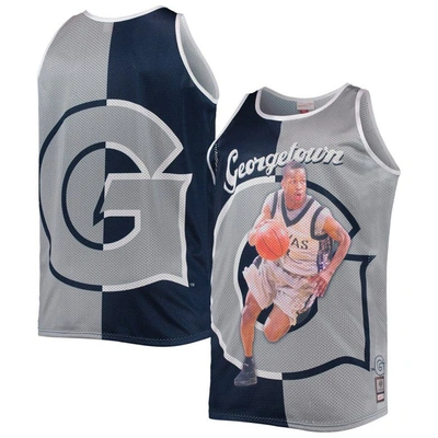 Mitchell & Ness Men's  Allen Iverson Navy, Gray Georgetown Hoyas Sublimated Player Big And Tall Tank In Navy
