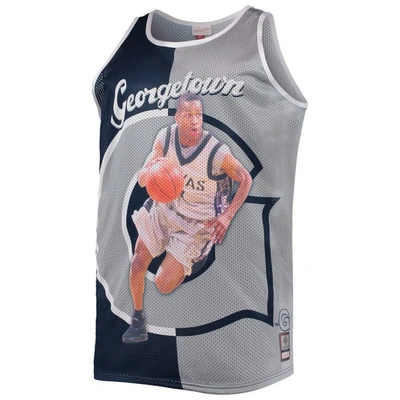 Mitchell & Ness Men's  Allen Iverson Navy, Gray Georgetown Hoyas Sublimated Player Big And Tall Tank In Navy