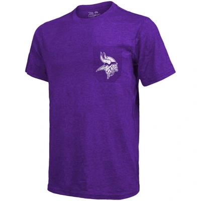 Shop Majestic Minnesota Vikings  Threads Tri-blend Pocket T-shirt In Purple