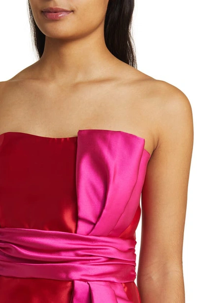 Shop Hutch Narcisa Bow Detail Strapless Minidress In Red/ Pink Gazar