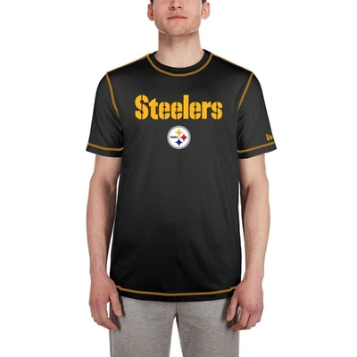 Shop New Era Black Pittsburgh Steelers Third Down Puff Print T-shirt