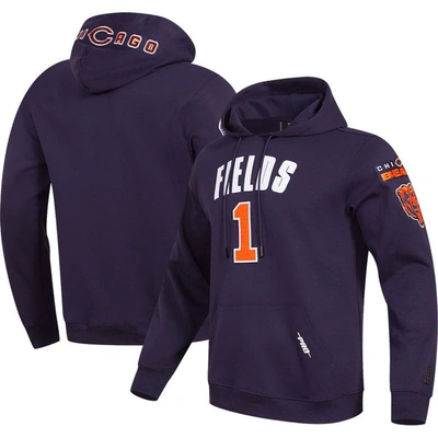 Shop Pro Standard Justin Fields Navy Chicago Bears Player Name & Number Pullover Hoodie