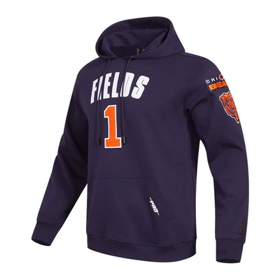 Shop Pro Standard Justin Fields Navy Chicago Bears Player Name & Number Pullover Hoodie