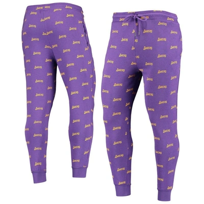 Shop The Wild Collective Purple Los Angeles Lakers Allover Logo Jogger Pants