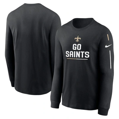 Shop Nike Black New Orleans Saints Team Slogan Long Sleeve T-shirt