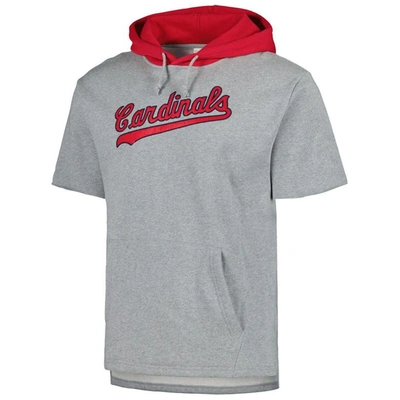 Shop Mitchell & Ness Heather Gray St. Louis Cardinals Postgame Short Sleeve Pullover Hoodie
