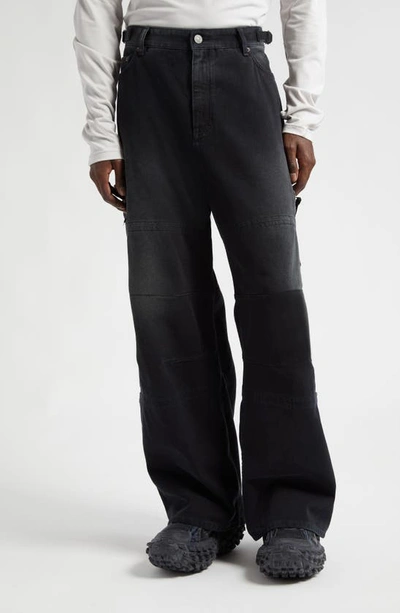 Shop Balenciaga Gender Inclusive Baggy Denim Cargo Pants In Sunbleached Black