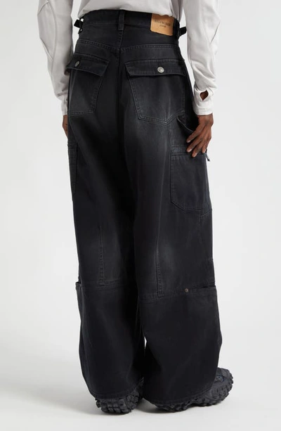 Balenciaga Gender Inclusive Baggy Denim Cargo Pants In Sunbleached Black