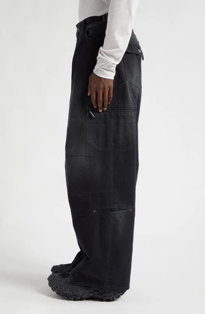 Balenciaga Gender Inclusive Baggy Denim Cargo Pants In Sunbleached Black
