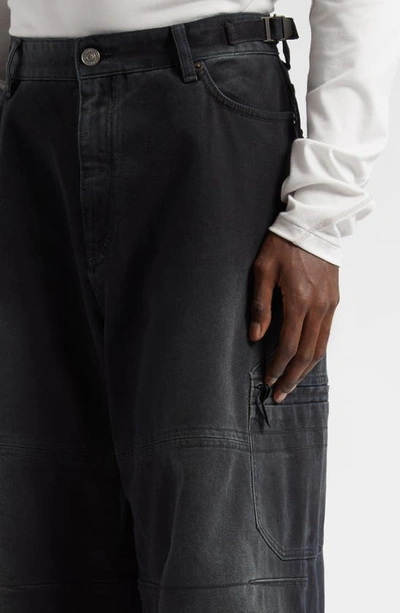Balenciaga Gender Inclusive Baggy Denim Cargo Pants In Sunbleached Black