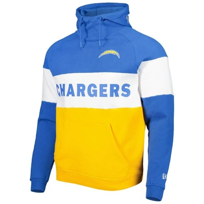Shop New Era Gold Los Angeles Chargers Colorblock Current Pullover Hoodie