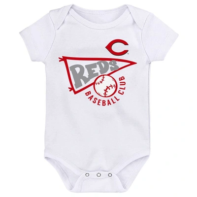Shop Outerstuff Newborn & Infant Red/white/heather Gray Cincinnati Reds Biggest Little Fan 3-pack Bodysuit Set