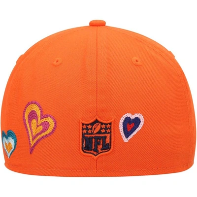 Shop New Era Orange Denver Broncos Chain Stitch Heart 59fifty Fitted Hat
