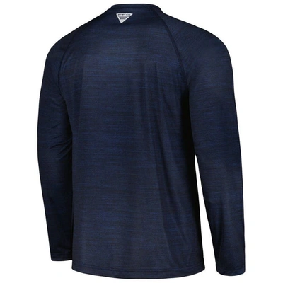 Shop Columbia Navy Michigan Wolverines Pfg Terminal Tackle Omni-shade Raglan Long Sleeve T-shirt