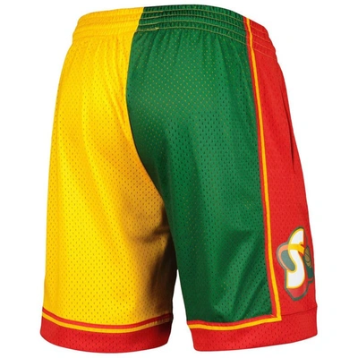 Mitchell & Ness Nba Seattle Supersonics 1995 Split Swingman Shorts In Green