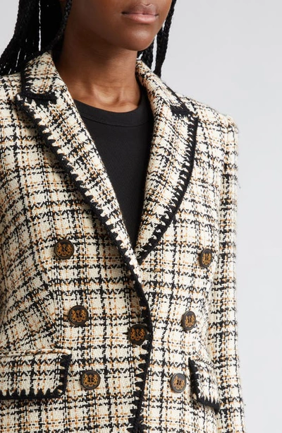 Shop Veronica Beard Lawrence Cotton Blend Tweed Dickey Jacket In Ecru Ochre