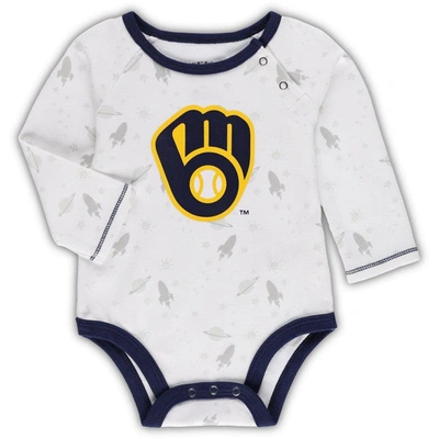 Shop Outerstuff Newborn & Infant Navy/white Milwaukee Brewers Dream Team Bodysuit Hat & Footed Pants Set