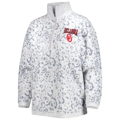 Shop Gameday Couture Heather Gray Oklahoma Sooners Leopard Quarter-zip Sweatshirt