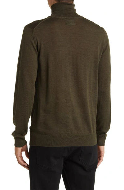 Shop Nn07 Richard 6630 Merino Wool Turtleneck Sweater In Dark Green Melange