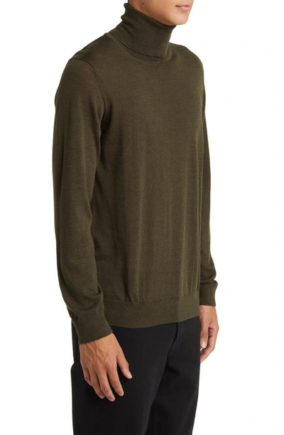 Shop Nn07 Richard 6630 Merino Wool Turtleneck Sweater In Dark Green Melange