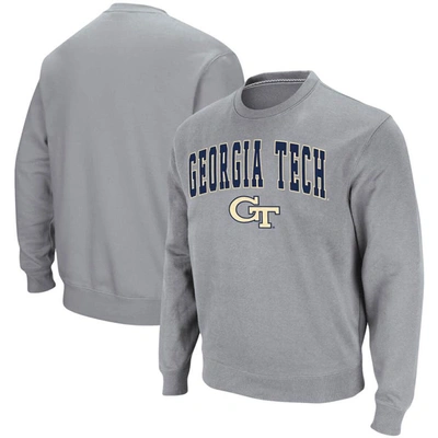Shop Colosseum Heathered Gray Georgia Tech Yellow Jackets Arch & Logo Tackle Twill Pullover Sweatshirt In Heather Gray