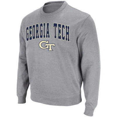 Shop Colosseum Heathered Gray Georgia Tech Yellow Jackets Arch & Logo Tackle Twill Pullover Sweatshirt In Heather Gray