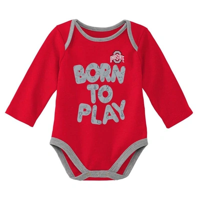 Shop Outerstuff Newborn & Infant Scarlet/heather Gray Ohio State Buckeyes Born To Win Two-pack Long Sleeve Bodysuit 