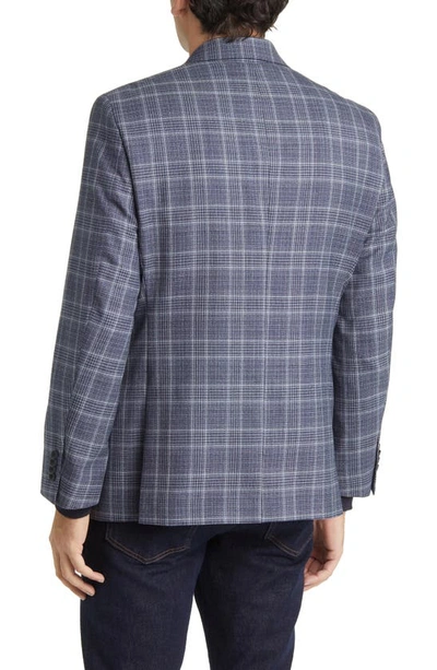 Daniel Hechter Plaid Wool Blazer In Silver
